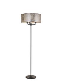 DK1072  Banyan 45cm 3 Light Floor Lamp Matt Black, Silver Leaf